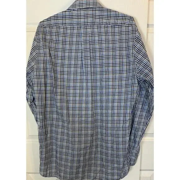 Peter Millar Crown Men’s Large Long Sleeve Button Down Blue Plaid - Picture 5 of 5